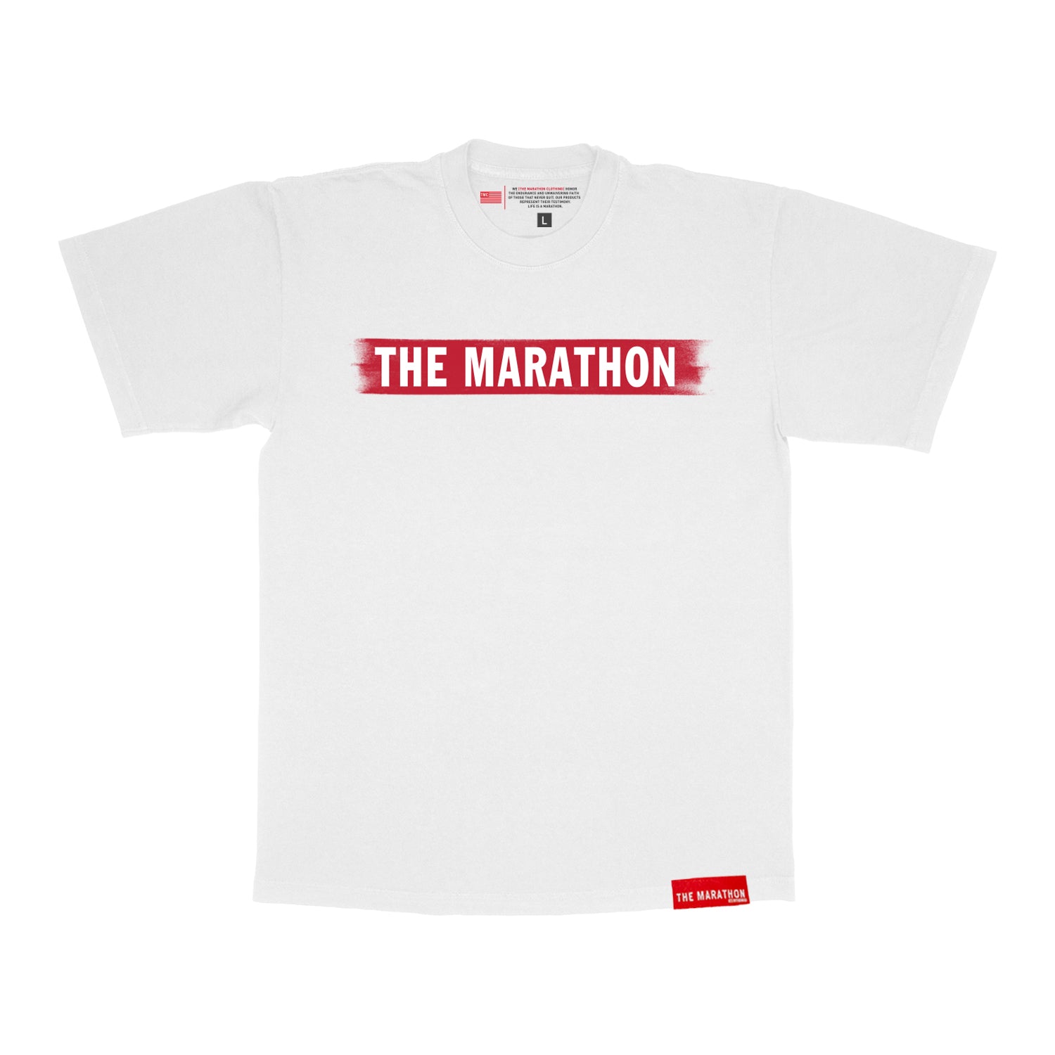 Marathon Brushed Bar T-Shirt - White/Red